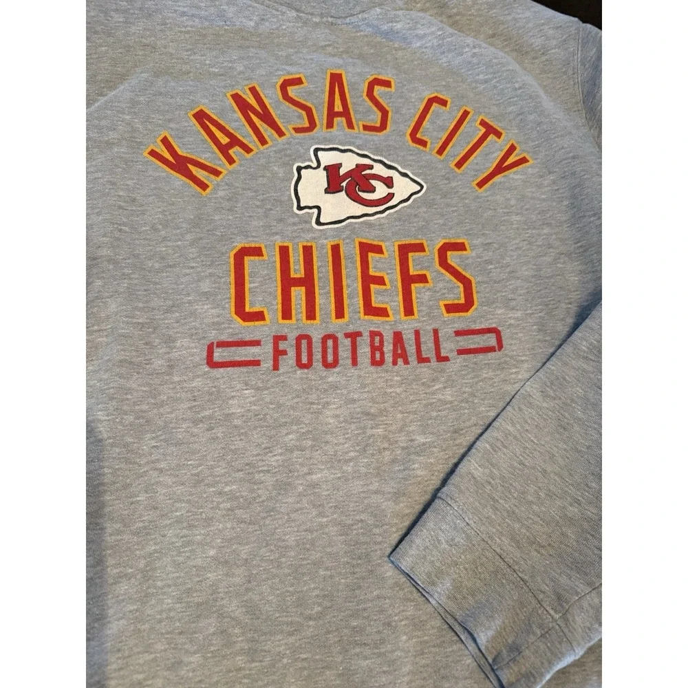 Kansas City Chiefs Sweatshirt Crewneck mens L Pullover Fleece Gray NFL Football